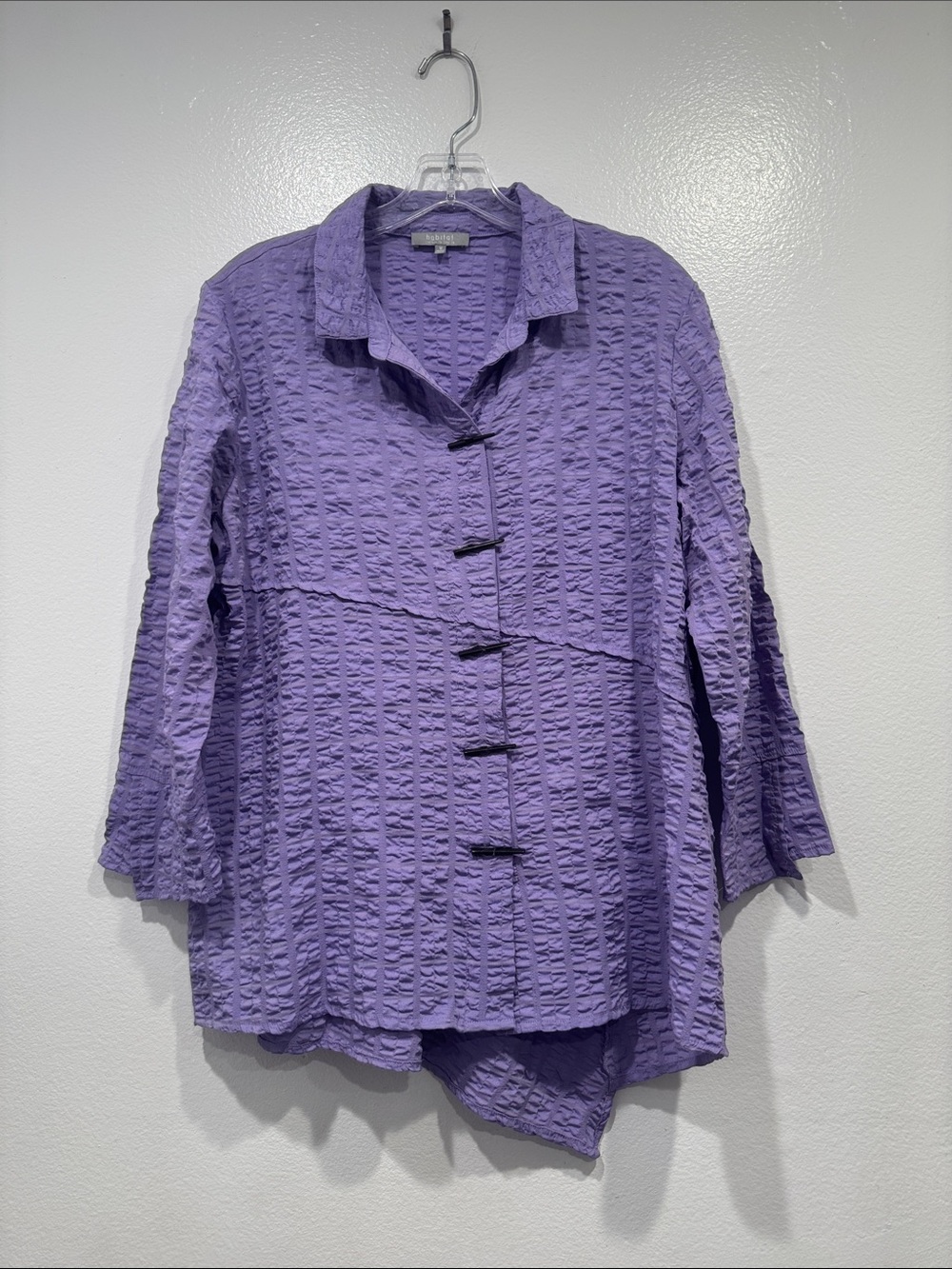 Habitat Lavender Textured Toggle Tunic Top Asymmetrical Hem Lagenlook Medium